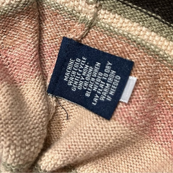 CHAPS Denim Womens Size S Linen Blend Cardigan Southwestern Striped Knit Sweater - Picture 9 of 16